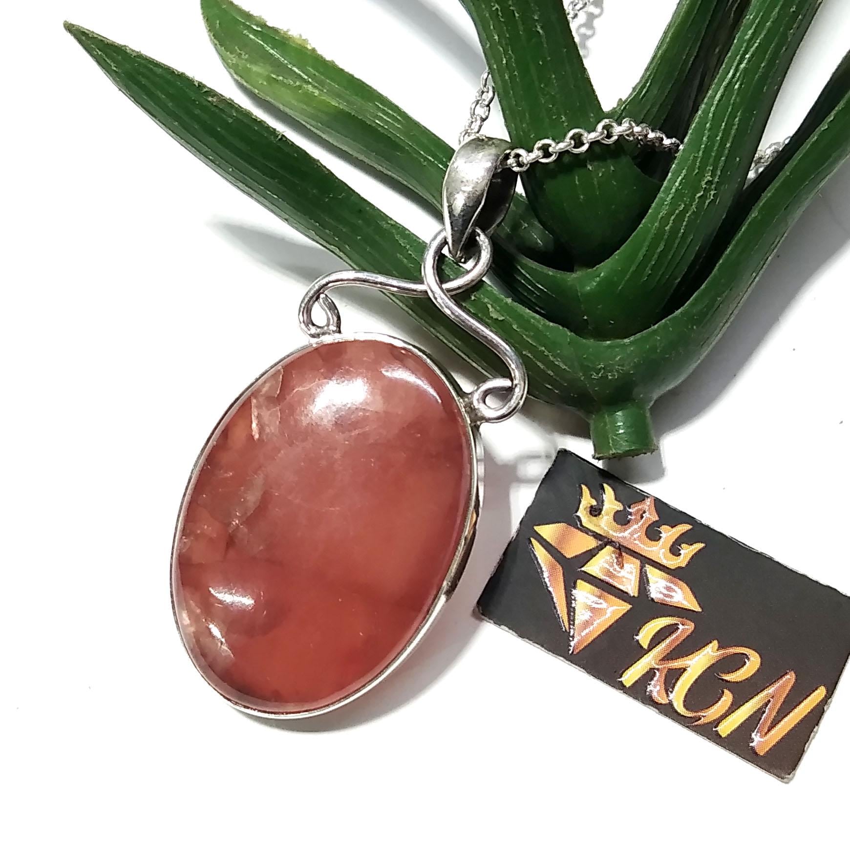 Natural Rhodochrosite Stone Pendant, 925 Starling Silver Pendant, Nice Design Amazing Rhodochrosite Pendant Chain Necklace, Gift For Her